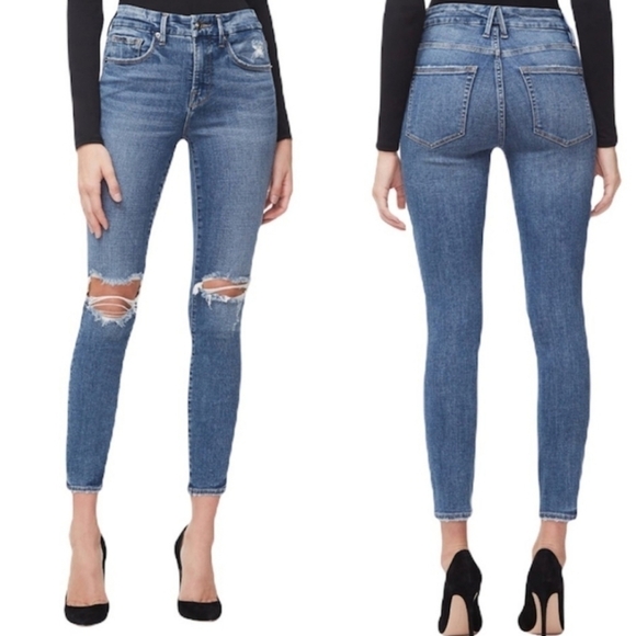 GOOD AMERICAN Good Legs High Waist Distressed Crop Skinny Jeans Size 6 / 29 - Picture 14 of 14